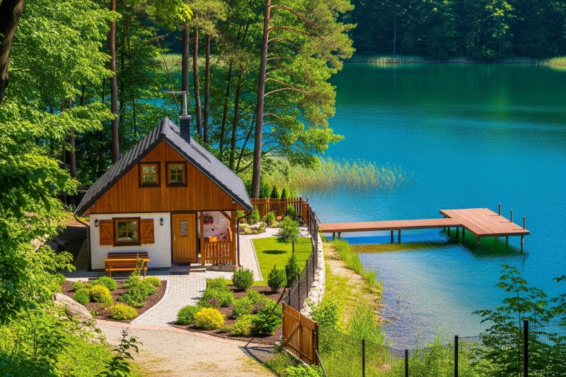 domek nad jeziorem blisko Poznania